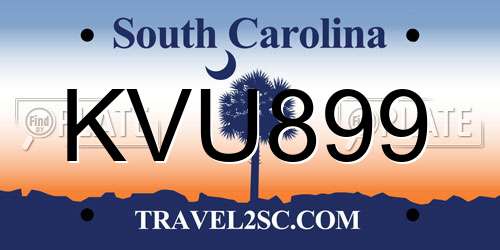 KVU899 South Carolina License Plate
