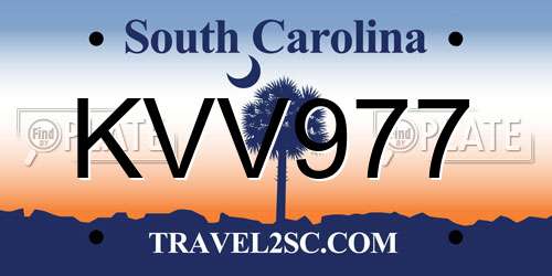 KVV977 South Carolina License Plate