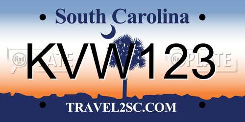 KVW123 South Carolina License Plate