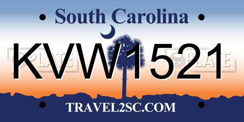 KVW1521 South Carolina License Plate