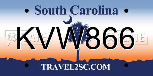 KVW866 South Carolina License Plate