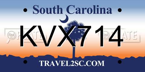 KVX714 South Carolina License Plate