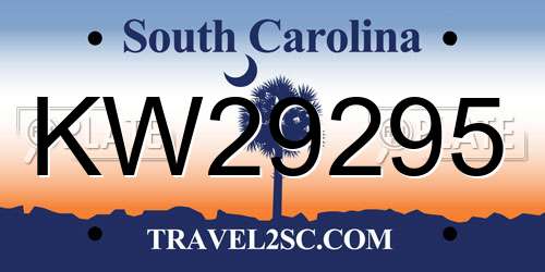 KW29295 South Carolina License Plate