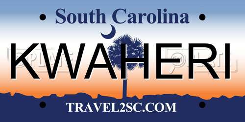 KWAHERI South Carolina License Plate