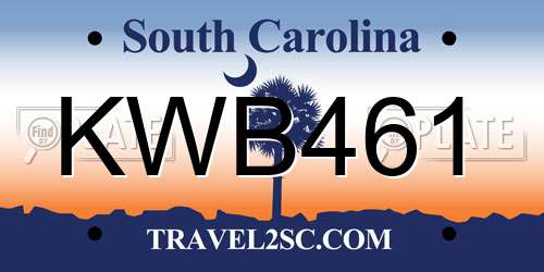 KWB461 South Carolina License Plate