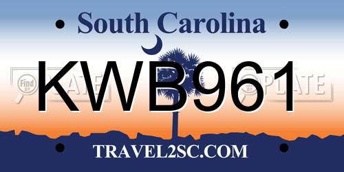 KWB961 South Carolina License Plate