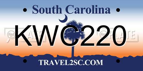 KWC220 South Carolina License Plate