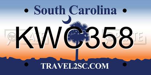 KWC358 South Carolina License Plate