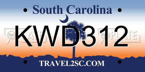 KWD312 South Carolina License Plate