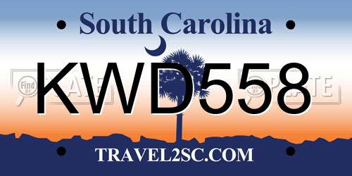 KWD558 South Carolina License Plate