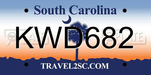 KWD682 South Carolina License Plate