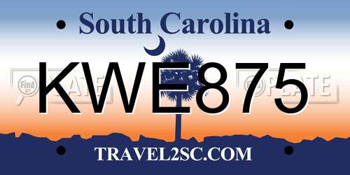 KWE875 South Carolina License Plate