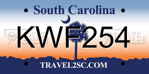 KWF254 South Carolina License Plate