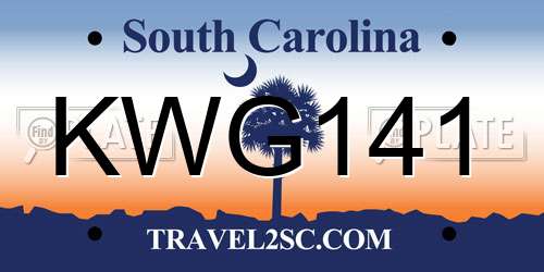 KWG141 South Carolina License Plate