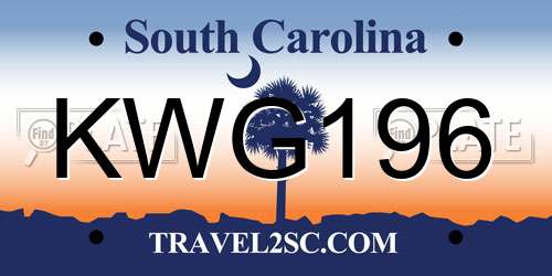 KWG196 South Carolina License Plate