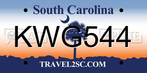 KWG544 South Carolina License Plate