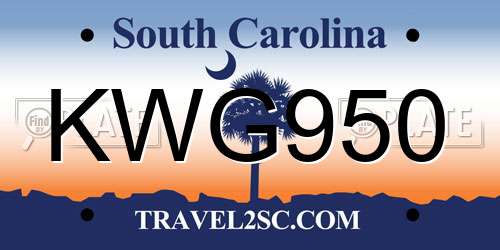 KWG950 South Carolina License Plate