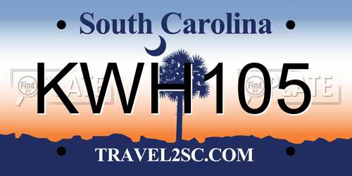 KWH105 South Carolina License Plate
