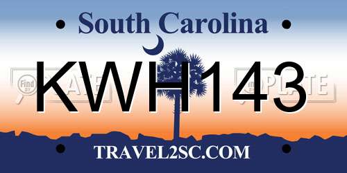 KWH143 South Carolina License Plate