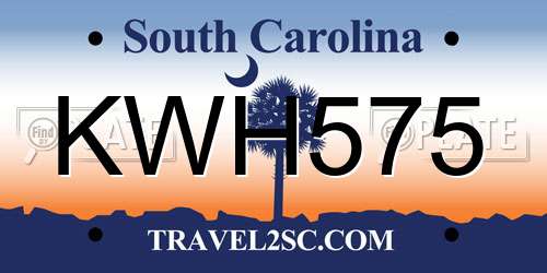 KWH575 South Carolina License Plate