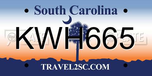KWH665 South Carolina License Plate