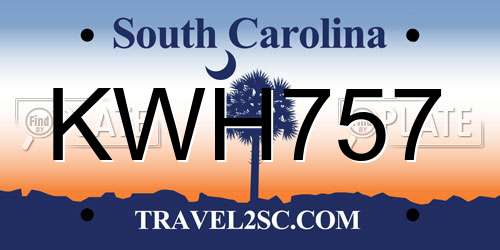 KWH757 South Carolina License Plate