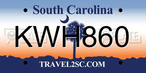 KWH860 South Carolina License Plate