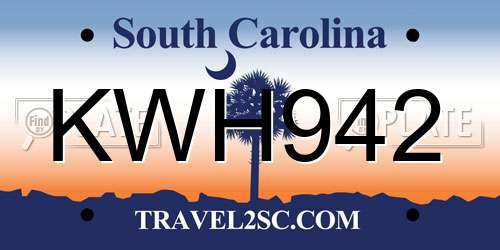 KWH942 South Carolina License Plate