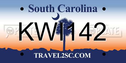 KWI142 South Carolina License Plate