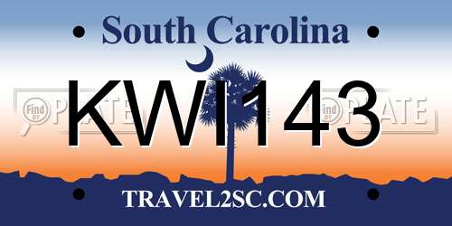 KWI143 South Carolina License Plate