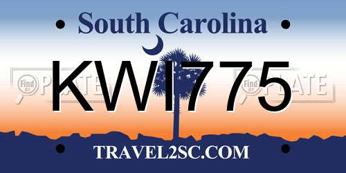KWI775 South Carolina License Plate