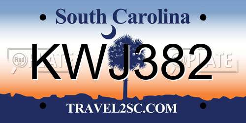 KWJ382 South Carolina License Plate