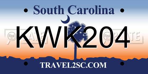 KWK204 South Carolina License Plate