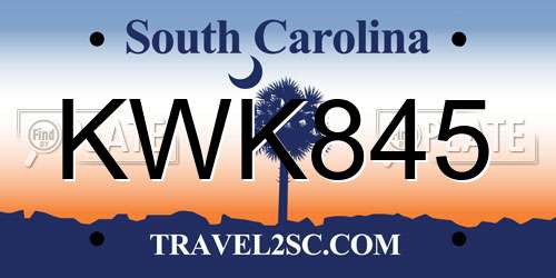 KWK845 South Carolina License Plate