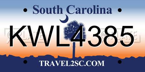 KWL4385 South Carolina License Plate