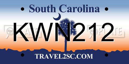 KWN212 South Carolina License Plate