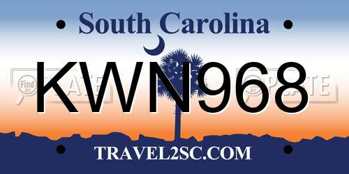 KWN968 South Carolina License Plate