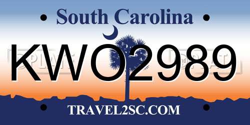 KWO2989 South Carolina License Plate