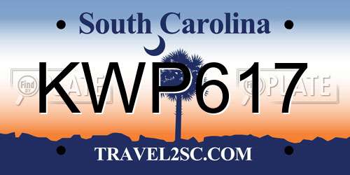 KWP617 South Carolina License Plate