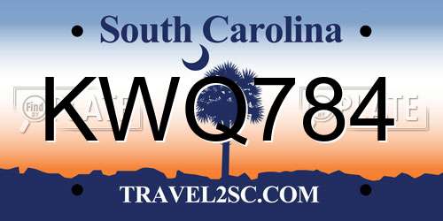 KWQ784 South Carolina License Plate