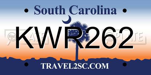 KWR262 South Carolina License Plate