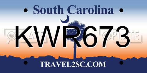 KWR673 South Carolina License Plate