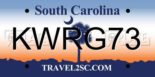 KWRG73 South Carolina License Plate
