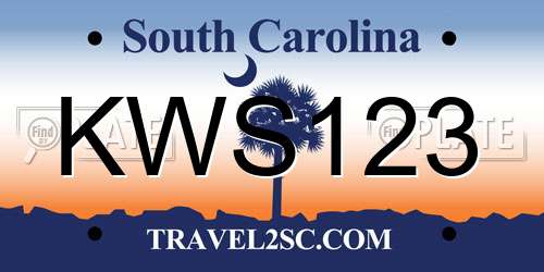 KWS123 South Carolina License Plate