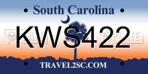 KWS422 South Carolina License Plate