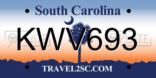 KWV693 South Carolina License Plate