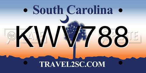 KWV788 South Carolina License Plate