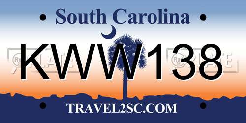KWW138 South Carolina License Plate