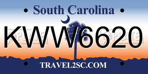 KWW6620 South Carolina License Plate