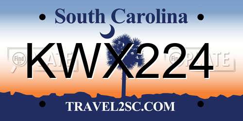 KWX224 South Carolina License Plate